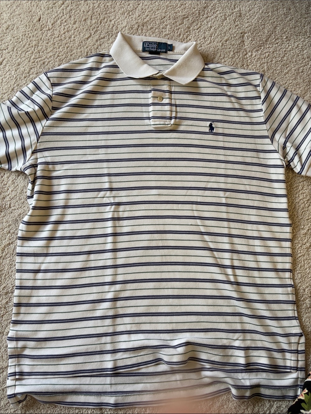 Polo by Ralph Lauren Cream Polo with Navy Stripes